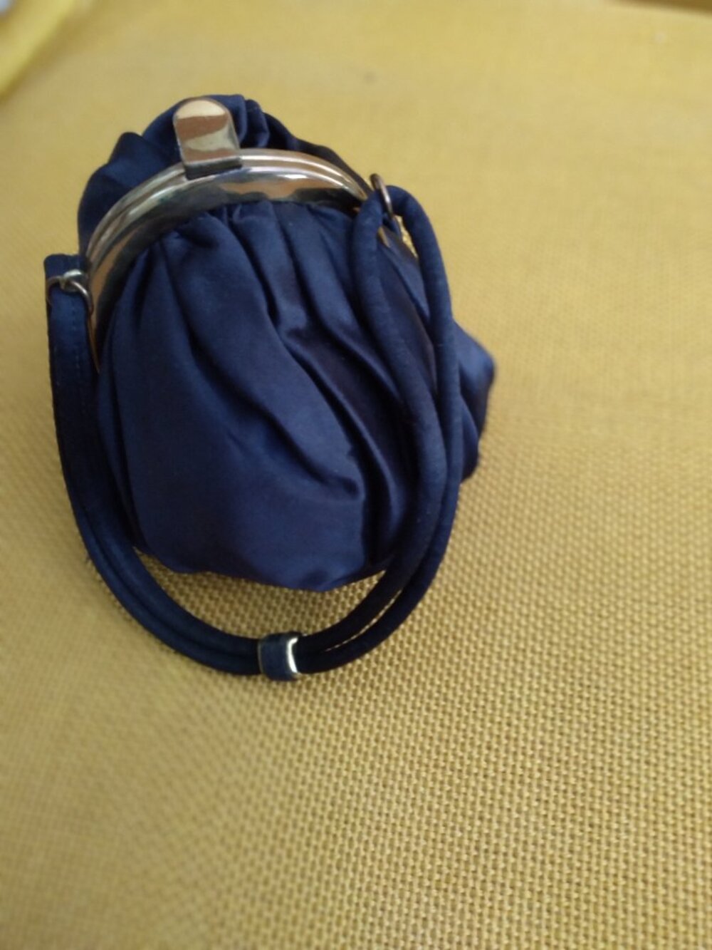 Mid Century Cobalt Blue Satin Evening Purse